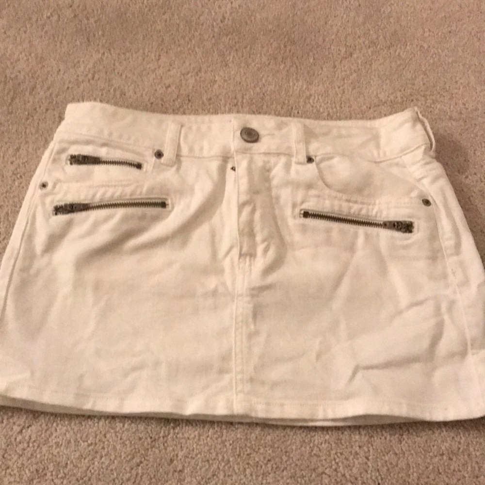 White Jean Mini Skirt